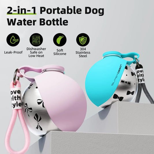 Portable Dog Water Bottle for Small Dogs – Leak Proof Travel Dispenser