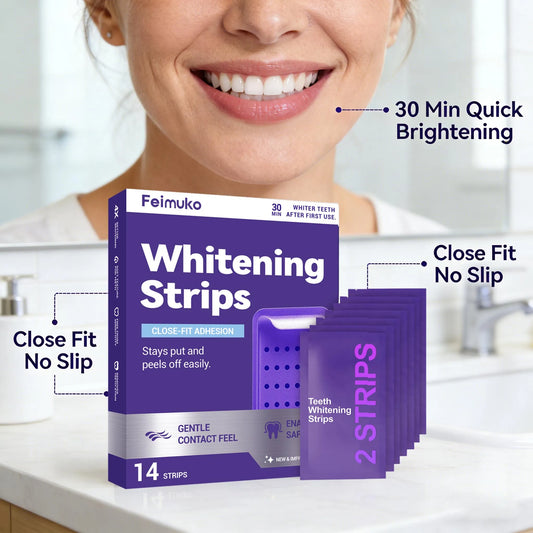 Purple Teeth Whitening Strips – Mint Fresh Breath & Teeth Brightening Oral Care