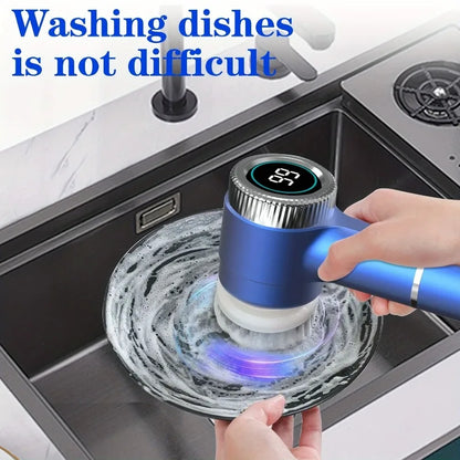 Electric Spin Scrubber – Cordless Kitchen & Bathroom Cleaning Brush with 5 Heads