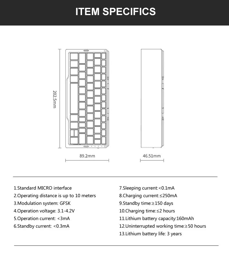 Foldable Bluetooth Keyboard – Portable Mini Wireless Keyboard for Phone & Tablet