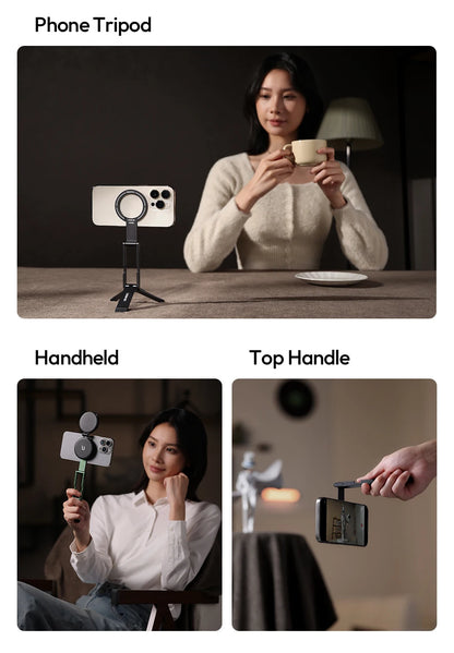 Foldable Magnetic Phone Tripod – Slim Stand for Vlogging & Livestream